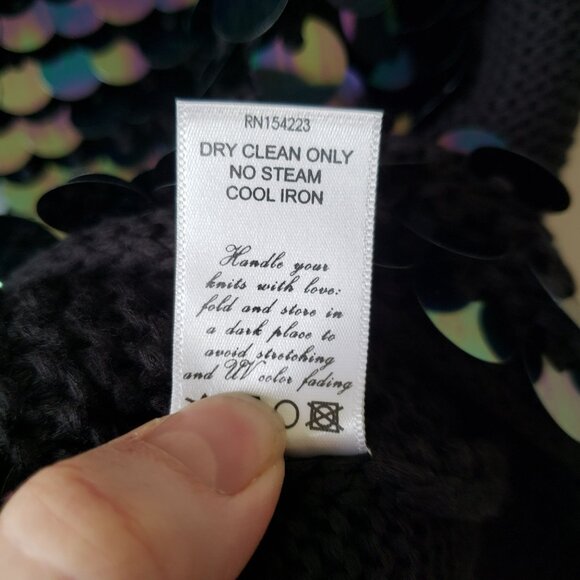 JoosTricot Black Rainbow Sequin Crochet Mini Rave Dress Retro Y2K Mermaid Disco - Picture 9 of 11